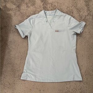 Small FIGS Light Blue Scrub Top